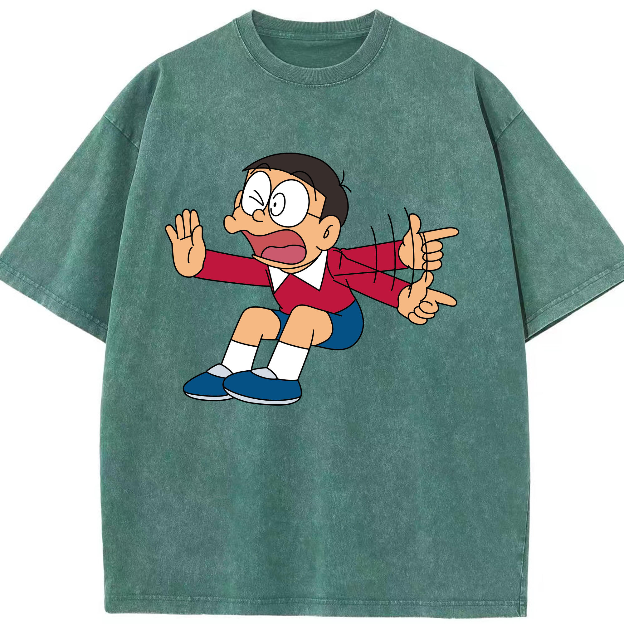 （画像用） ドラえもん 野比 のび太 Doraemon Nobita Nobi 綿100% ヴィンテージ風 半袖Tシャツ（フロントプリント）